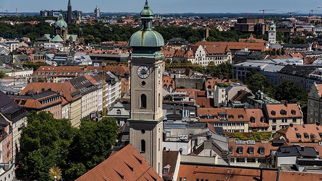 drone shot of munich tourist attractions