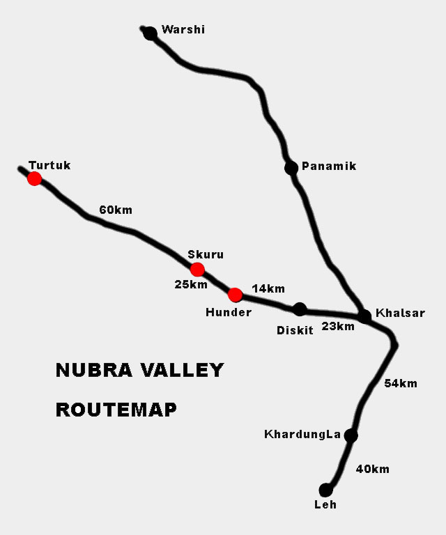 leh to nubra valley routemap