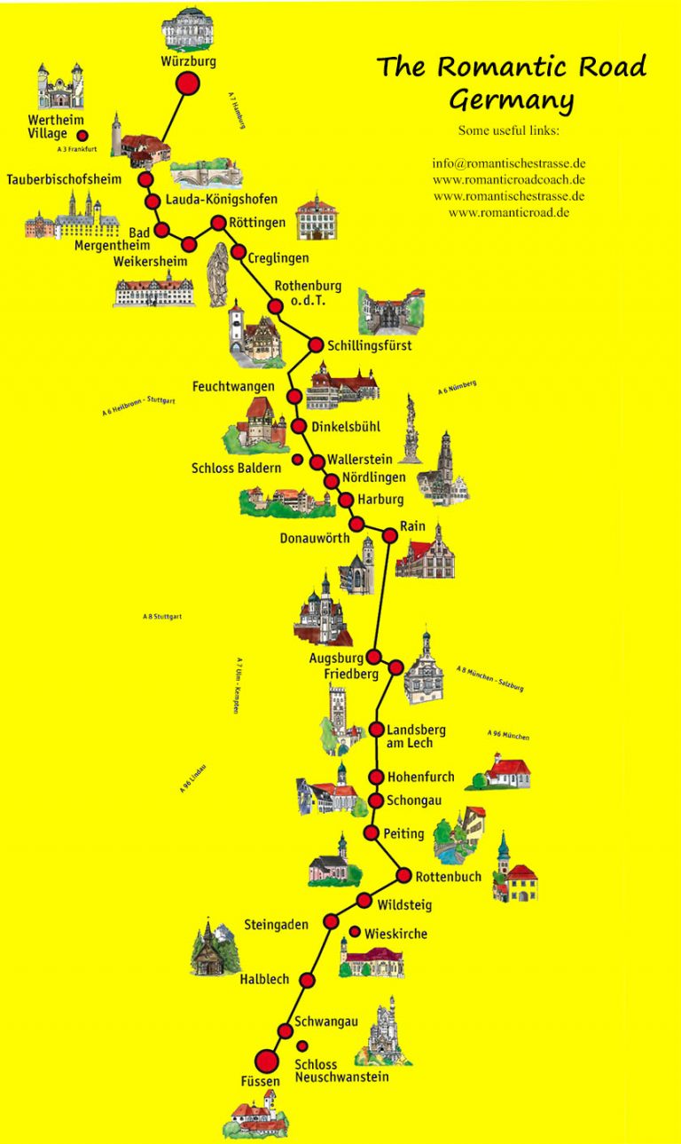 Romantic Road Germany Road Trip Itinerary   Romantic Road Map 768x1289 