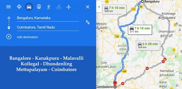 Bangalore To Coimbatore Map 768x377 