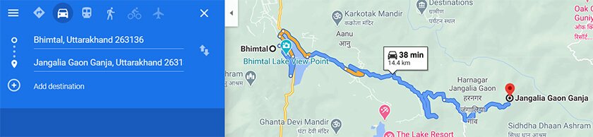 bhimtal to jangaliya gaon