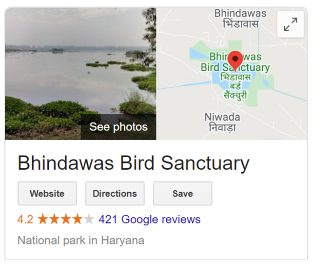 bhindawas bird sanctuary location