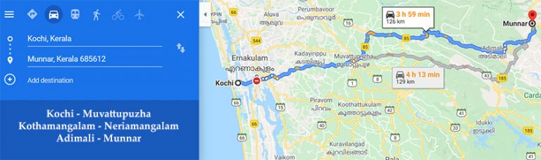 Kochi To Munnar Map 768x227 
