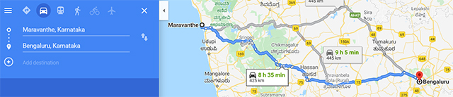 routemap to bangalore routemap